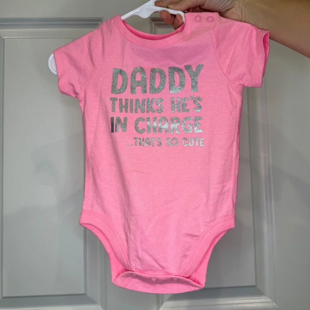 Garanimals Pink Daddy Thinks Hes‎ In Charge Baby Girl Bodysuit Size 3-6 Months